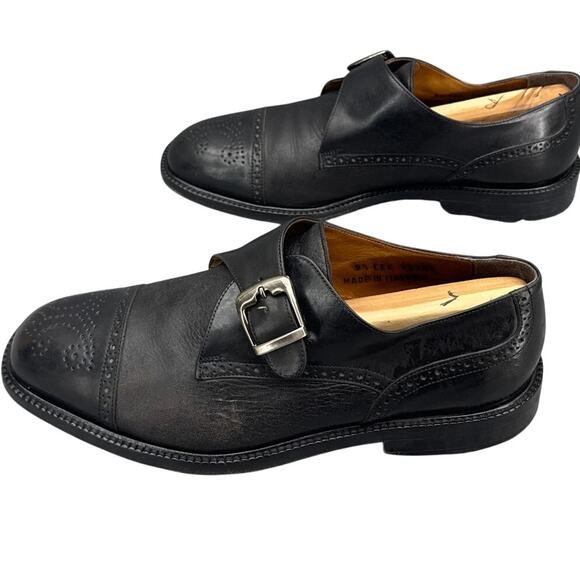 Florsheim Imperial Black Leather Detailed Monk Strap Buckle Dress Shoe Men 9.5EE - Picture 3 of 8